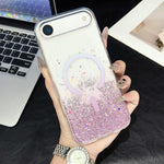 Custodia magnetica in TPU trasparente con glitter per iPhone
