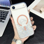 Custodia magnetica in TPU trasparente con glitter per iPhone