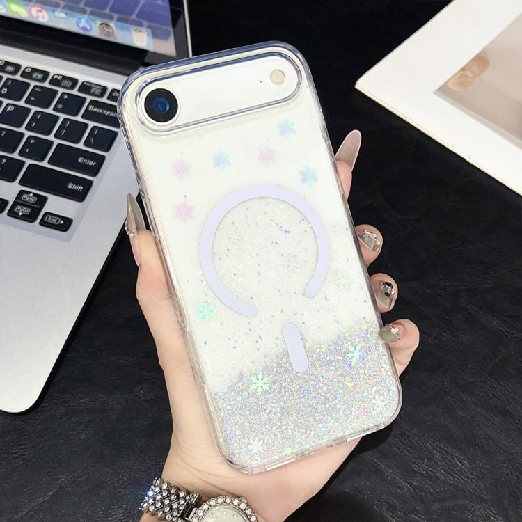 Custodia magnetica in TPU trasparente con glitter per iPhone