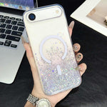 Custodia magnetica in TPU trasparente con glitter per iPhone
