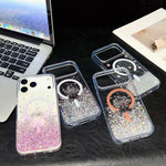 Custodia magnetica in TPU trasparente con glitter per iPhone