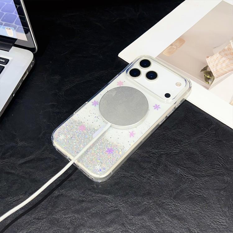 Custodia magnetica in TPU trasparente con glitter per iPhone