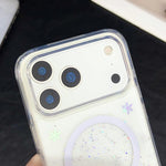 Custodia magnetica in TPU trasparente con glitter per iPhone
