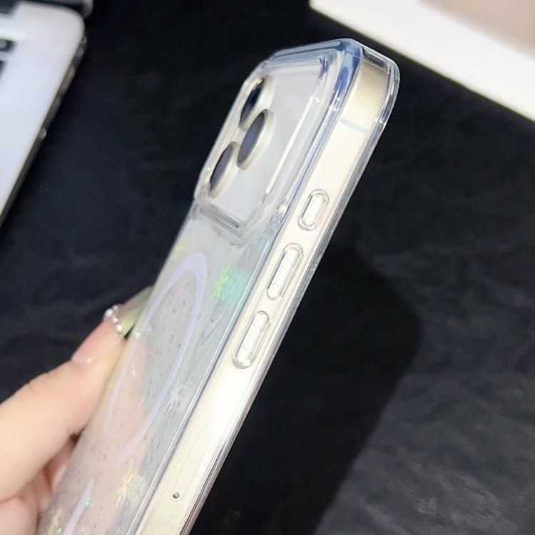 Custodia magnetica in TPU trasparente con glitter per iPhone
