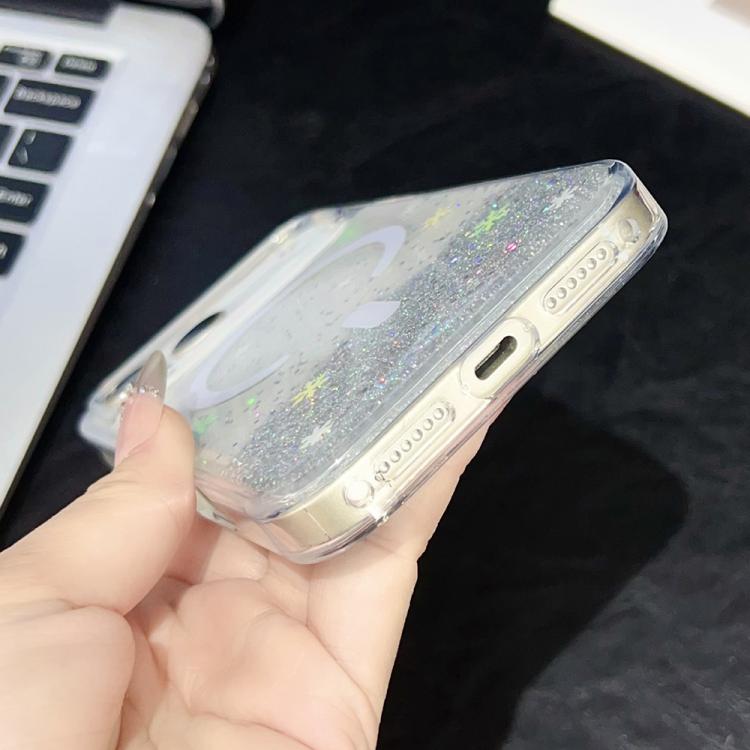 Custodia magnetica in TPU trasparente con glitter per iPhone