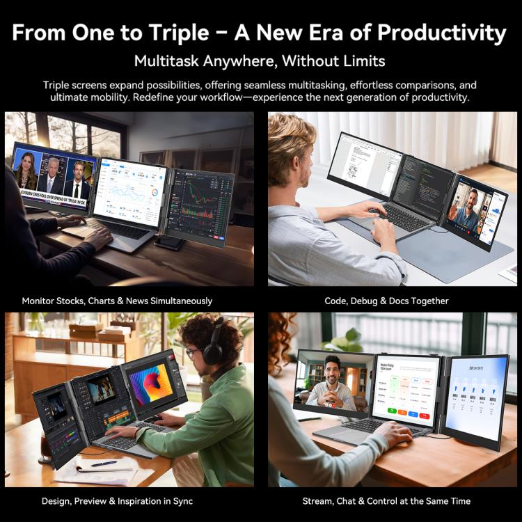 Blackview DCM6 14 inch Dual Screen Portable Laptop Extension Monitor with Stand, DCM6