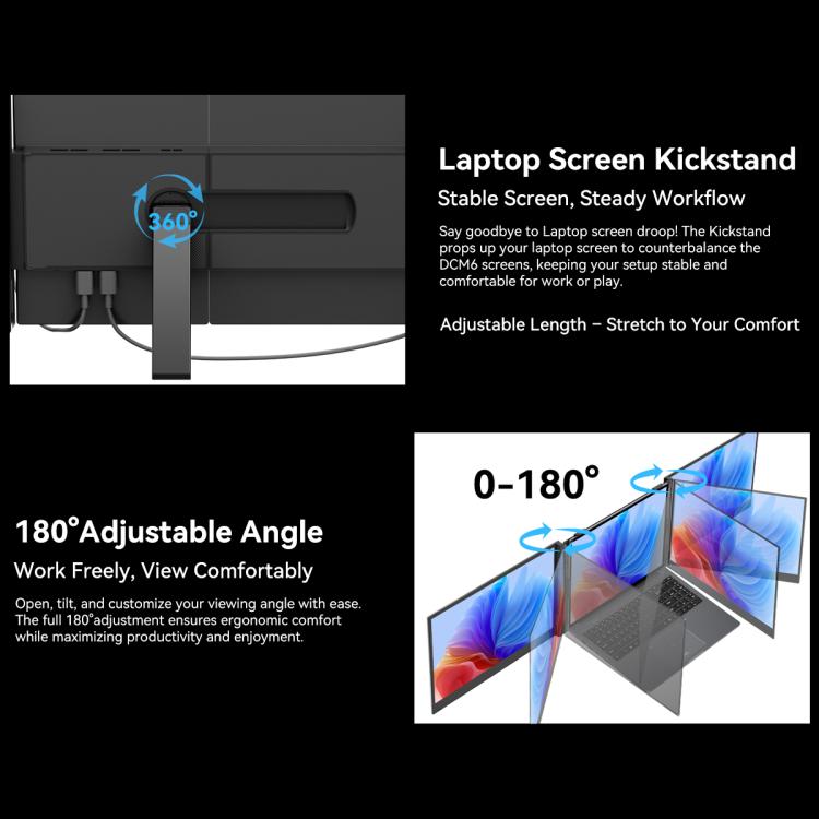 Blackview DCM6 14 inch Dual Screen Portable Laptop Extension Monitor with Stand, DCM6
