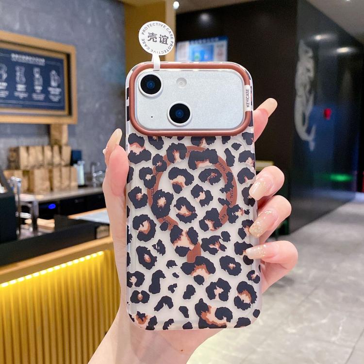 Custodia magnetica leopardata per iPhone 13 in PC e TPU