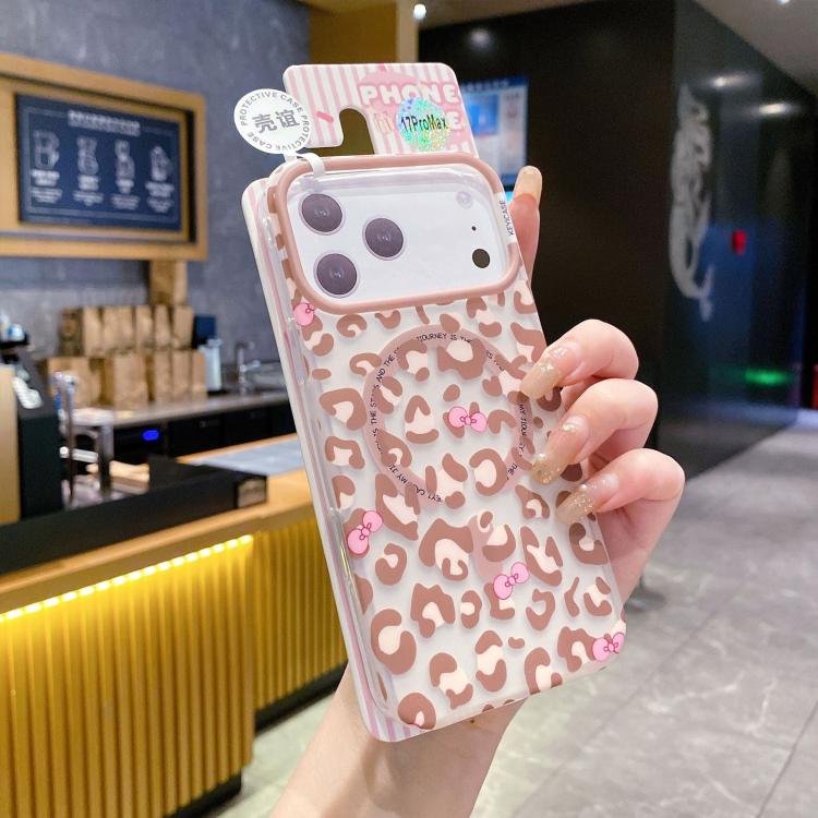 Custodia magnetica leopardata per iPhone 13 in PC e TPU