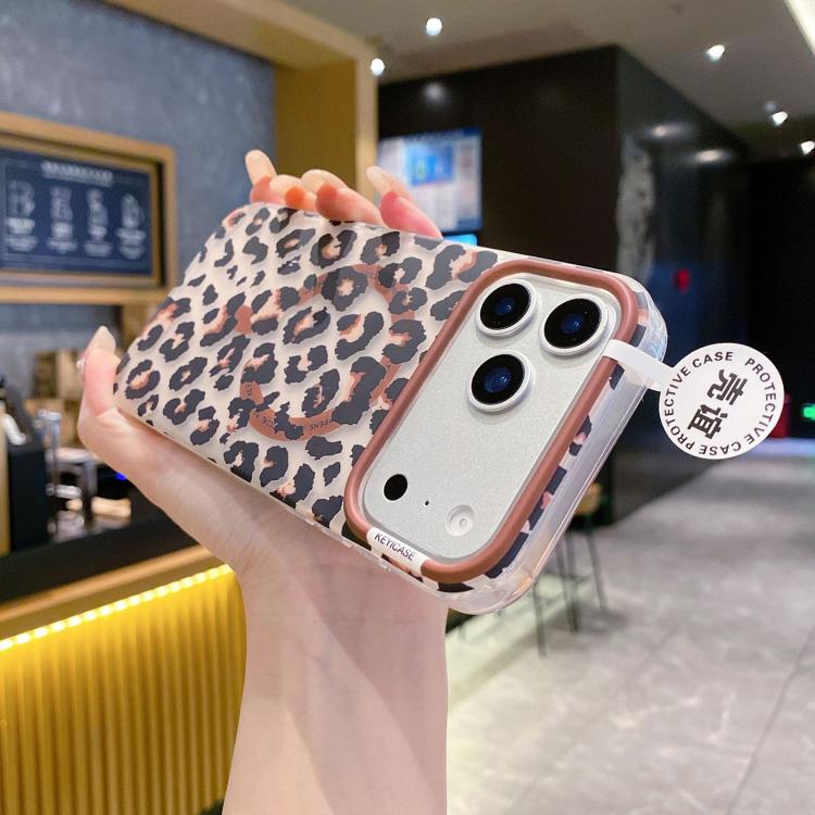 Custodia magnetica leopardata per iPhone 13 in PC e TPU