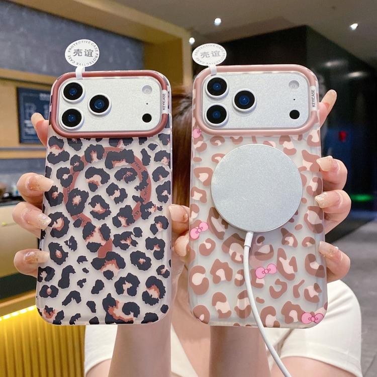 Custodia magnetica leopardata per iPhone 13 in PC e TPU