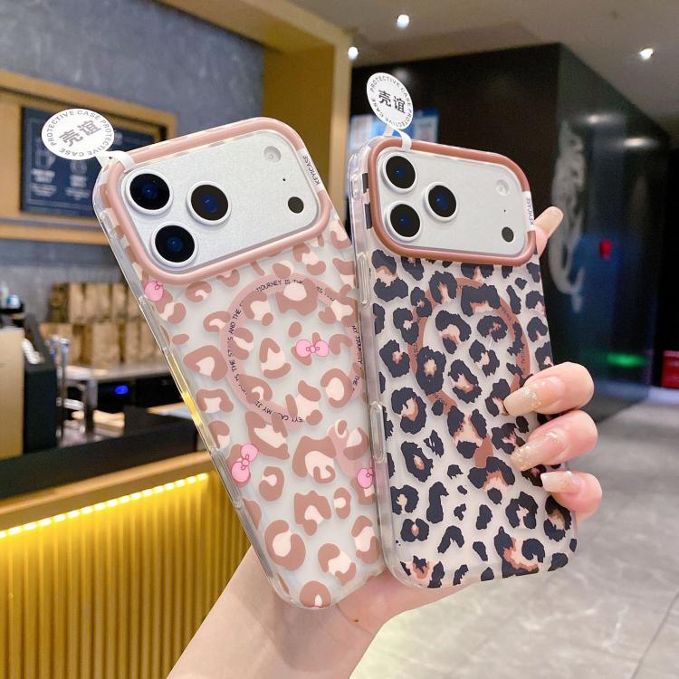Custodia magnetica leopardata per iPhone 13 in PC e TPU