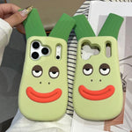 Custodia silicone antiurto con design cipolla verde per iPhone