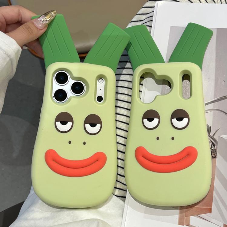 Custodia silicone antiurto con design cipolla verde per iPhone
