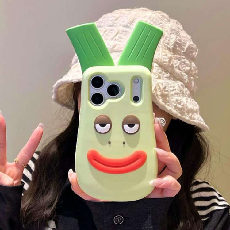 Custodia silicone antiurto con design cipolla verde per iPhone