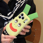 Custodia silicone antiurto con design cipolla verde per iPhone