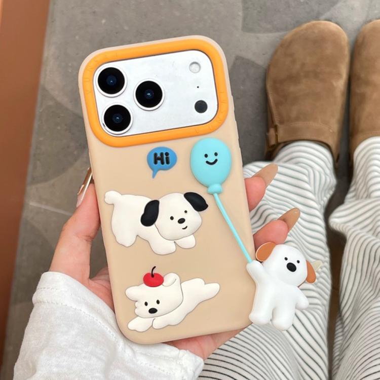 Custodia in silicone con design cane per iPhone