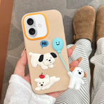 Custodia in silicone con design cane per iPhone