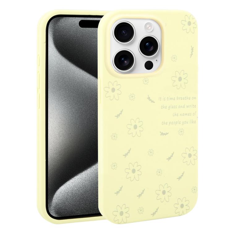 Custodia silicone liquido con stampa floreale per iPhone 15