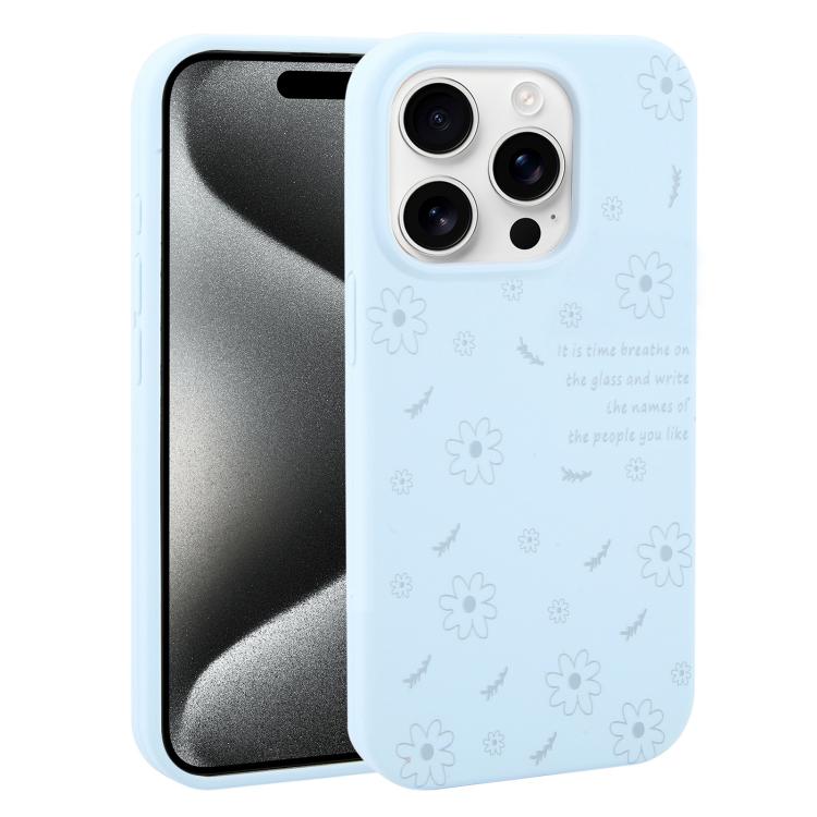 Custodia silicone liquido con stampa floreale per iPhone 15
