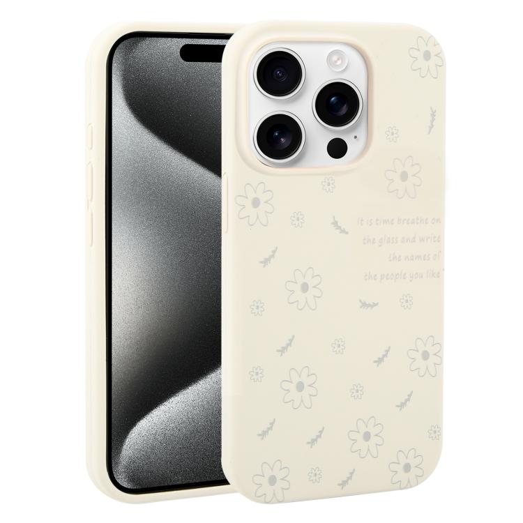 Custodia silicone liquido con stampa floreale per iPhone 15