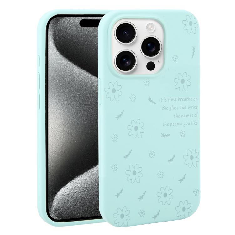 Custodia silicone liquido con stampa floreale per iPhone 15