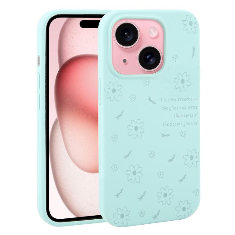 Custodia silicone liquido con stampa floreale per iPhone 15