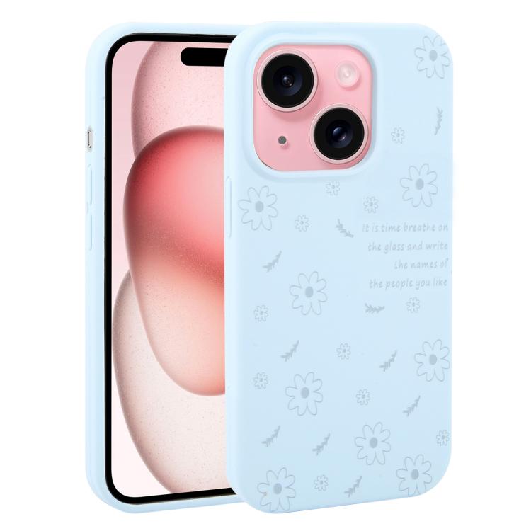 Custodia silicone liquido con stampa floreale per iPhone 15