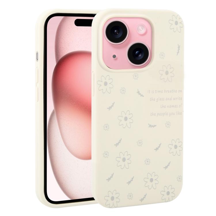 Custodia silicone liquido con stampa floreale per iPhone 15