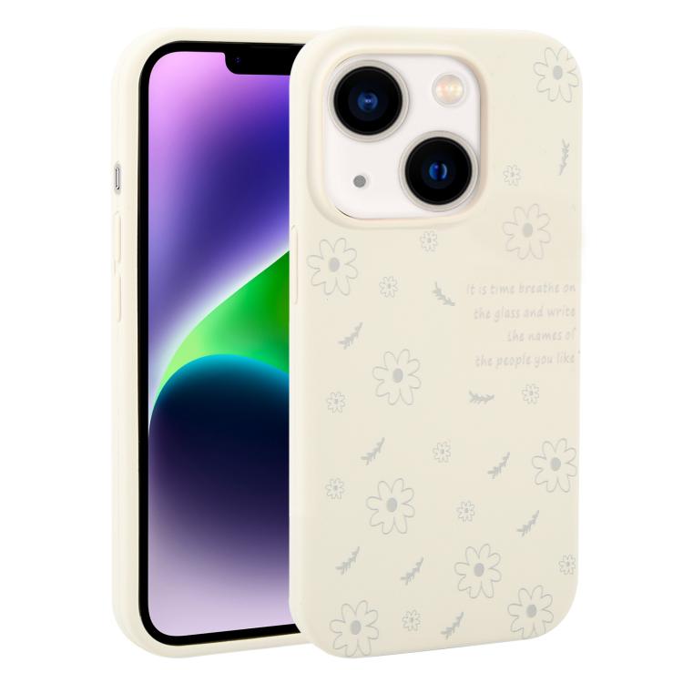 Custodia per telefono in silicone liquido con fori grandi e stampa floreale a margherite., For iPhone 14 Plus, For iPhone 14, For iPhone 14 Pro, For iPhone 14 Pro Max