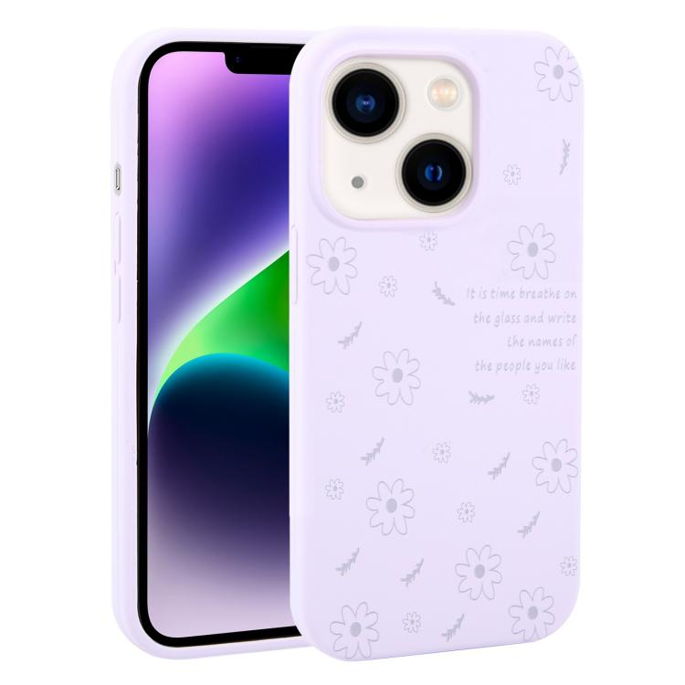 Custodia per telefono in silicone liquido con fori grandi e stampa floreale a margherite., For iPhone 14 Plus, For iPhone 14, For iPhone 14 Pro, For iPhone 14 Pro Max