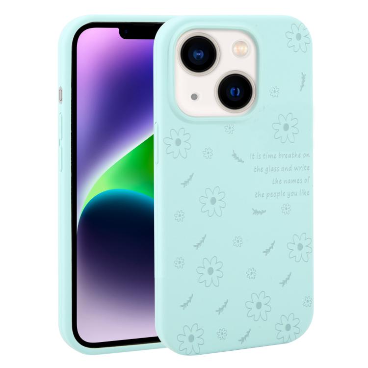 Custodia per telefono in silicone liquido con fori grandi e stampa floreale a margherite., For iPhone 14 Plus, For iPhone 14, For iPhone 14 Pro, For iPhone 14 Pro Max