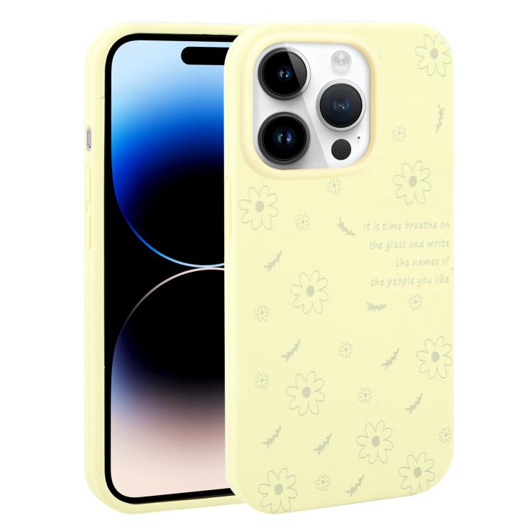 Custodia per telefono in silicone liquido con fori grandi e stampa floreale a margherite., For iPhone 14 Plus, For iPhone 14, For iPhone 14 Pro, For iPhone 14 Pro Max