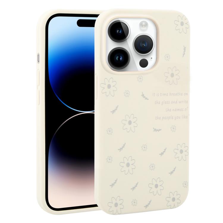 Custodia per telefono in silicone liquido con fori grandi e stampa floreale a margherite., For iPhone 14 Plus, For iPhone 14, For iPhone 14 Pro, For iPhone 14 Pro Max
