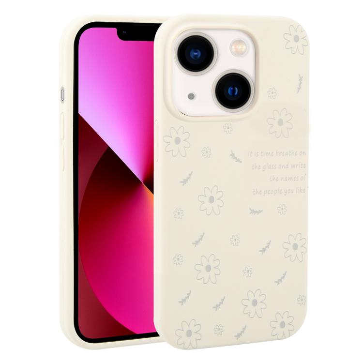 Custodia per telefono in silicone liquido con fori grandi e stampa floreale a margherite., For iPhone 13 Pro Max, For iPhone 13 Pro, For iPhone 13, For iPhone 12