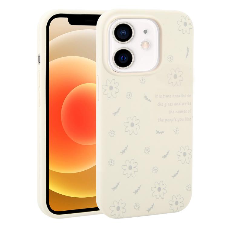 Custodia per telefono in silicone liquido con fori grandi e stampa floreale a margherite., For iPhone 13 Pro Max, For iPhone 13 Pro, For iPhone 13, For iPhone 12