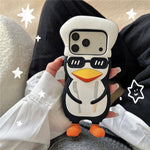 Custodia silicone antiurto con design pinguino per iPhone