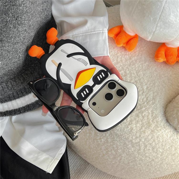 Custodia silicone antiurto con design pinguino per iPhone