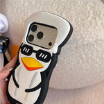 Custodia silicone antiurto con design pinguino per iPhone