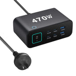 Caricabatterie multifunzione GaN da 470 W YMX-615-LCD470W con 4 porte Type-C e 2 porte USB., AU Plug, EU Plug, UK Plug, US Plug