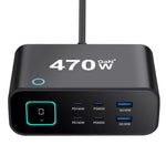 Caricabatterie multifunzione GaN da 470 W YMX-615-LCD470W con 4 porte Type-C e 2 porte USB., AU Plug, EU Plug, UK Plug, US Plug