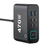 Caricabatterie multifunzione GaN da 470 W YMX-615-LCD470W con 4 porte Type-C e 2 porte USB., AU Plug, EU Plug, UK Plug, US Plug
