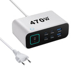 Caricabatterie multifunzione GaN da 470 W YMX-615-LCD470W con 4 porte Type-C e 2 porte USB., AU Plug, EU Plug, UK Plug, US Plug