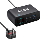 Caricabatterie multifunzione GaN da 470 W YMX-615-LCD470W con 4 porte Type-C e 2 porte USB., AU Plug, EU Plug, UK Plug, US Plug