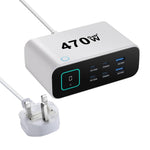 Caricabatterie multifunzione GaN da 470 W YMX-615-LCD470W con 4 porte Type-C e 2 porte USB., AU Plug, EU Plug, UK Plug, US Plug