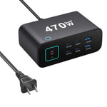 Caricabatterie multifunzione GaN da 470 W YMX-615-LCD470W con 4 porte Type-C e 2 porte USB., AU Plug, EU Plug, UK Plug, US Plug