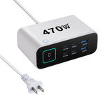 Caricabatterie multifunzione GaN da 470 W YMX-615-LCD470W con 4 porte Type-C e 2 porte USB., AU Plug, EU Plug, UK Plug, US Plug