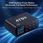 Caricabatterie multifunzione GaN da 470 W YMX-615-LCD470W con 4 porte Type-C e 2 porte USB., AU Plug, EU Plug, UK Plug, US Plug
