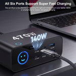 Caricabatterie multifunzione GaN da 470 W YMX-615-LCD470W con 4 porte Type-C e 2 porte USB., AU Plug, EU Plug, UK Plug, US Plug