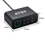 Caricabatterie multifunzione GaN da 470 W YMX-615-LCD470W con 4 porte Type-C e 2 porte USB., AU Plug, EU Plug, UK Plug, US Plug
